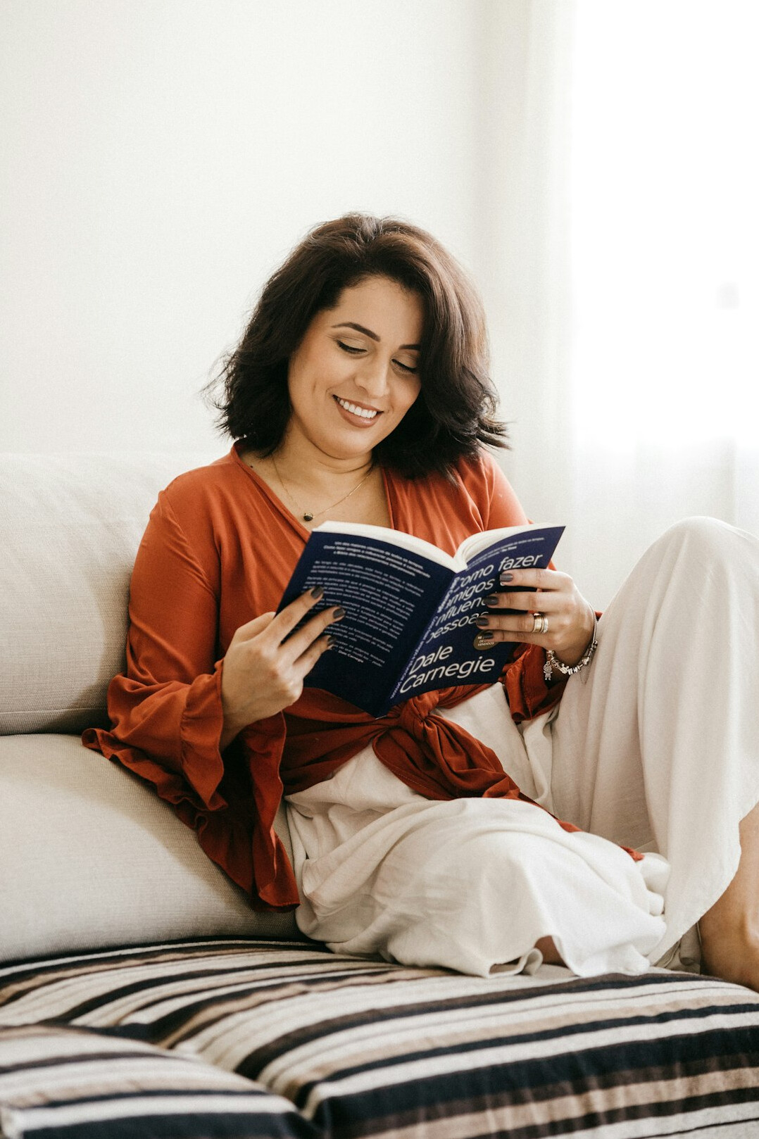 woman reading magazine